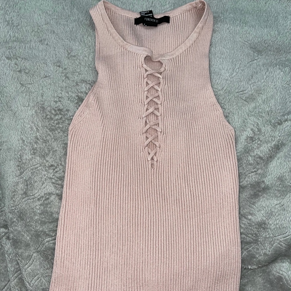 FOREVER 21 Blush Criss-Cross Tank